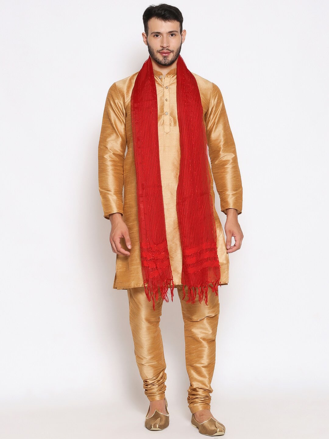

Dupatta Bazaar Men Red & White Woven Design Organza Dupatta