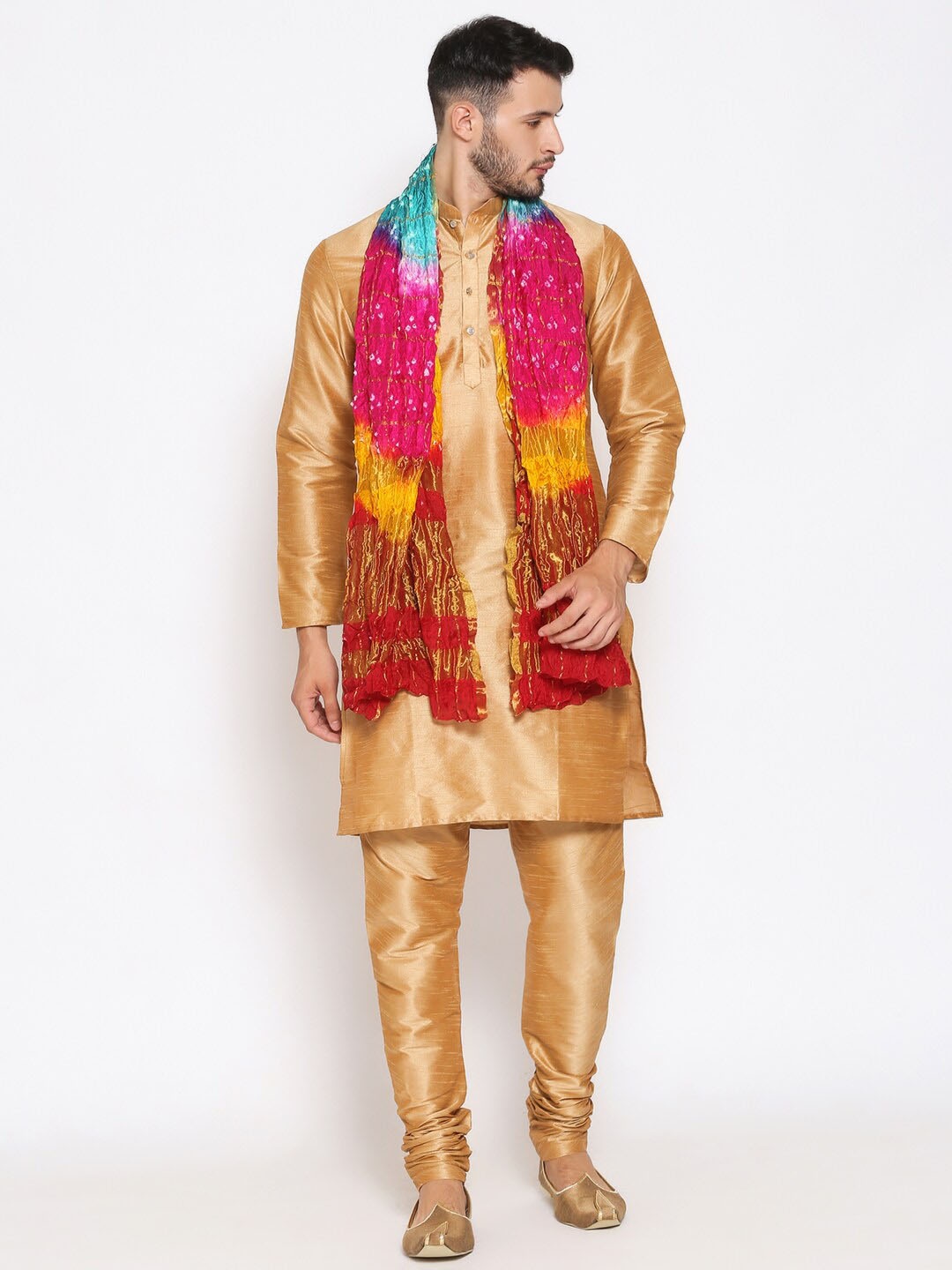 

Dupatta Bazaar Men Multicoloured Woven Design Bandhani Dupatta, Multi