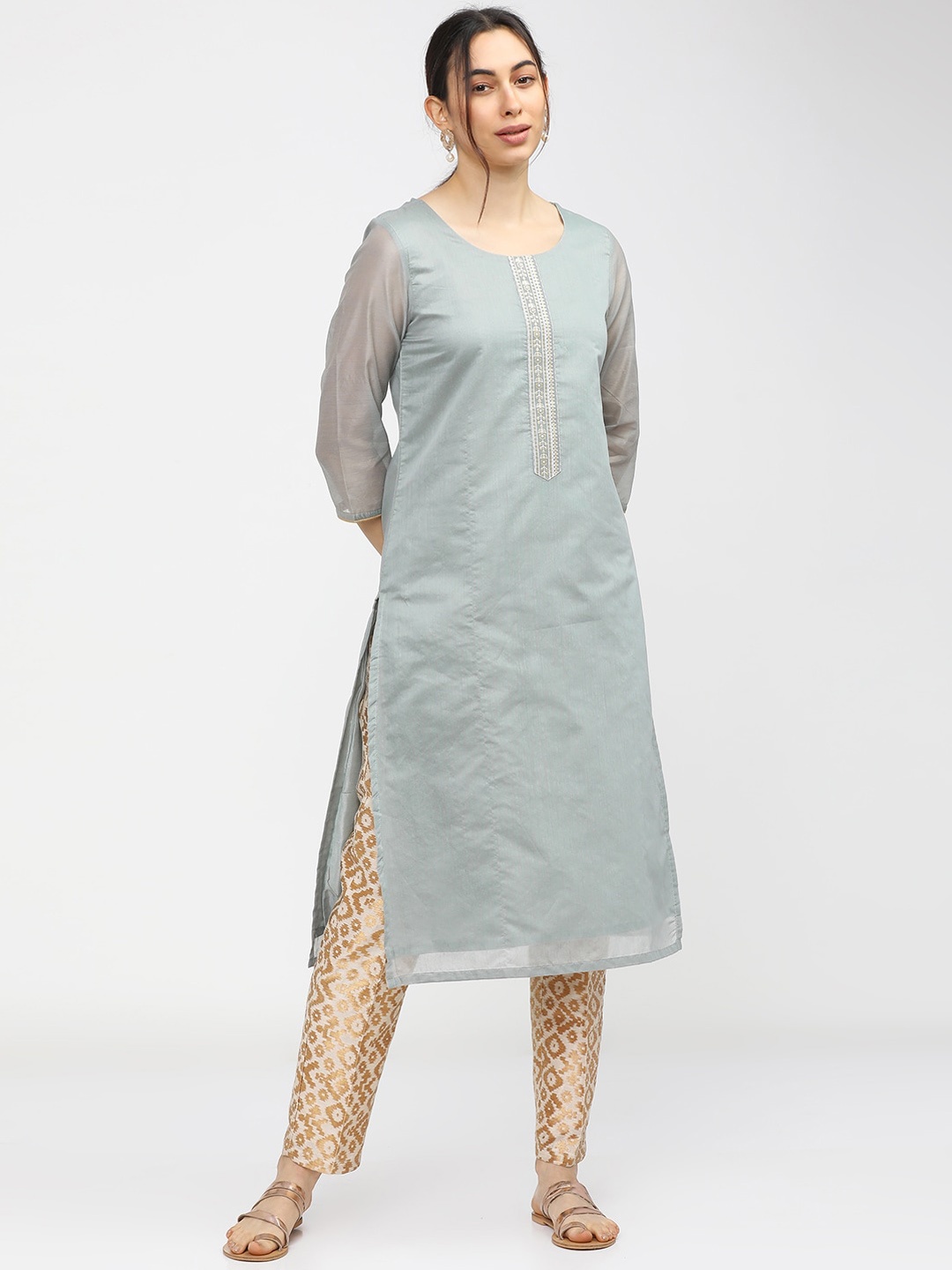 

Vishudh Women Grey Gotta Patti Kurta