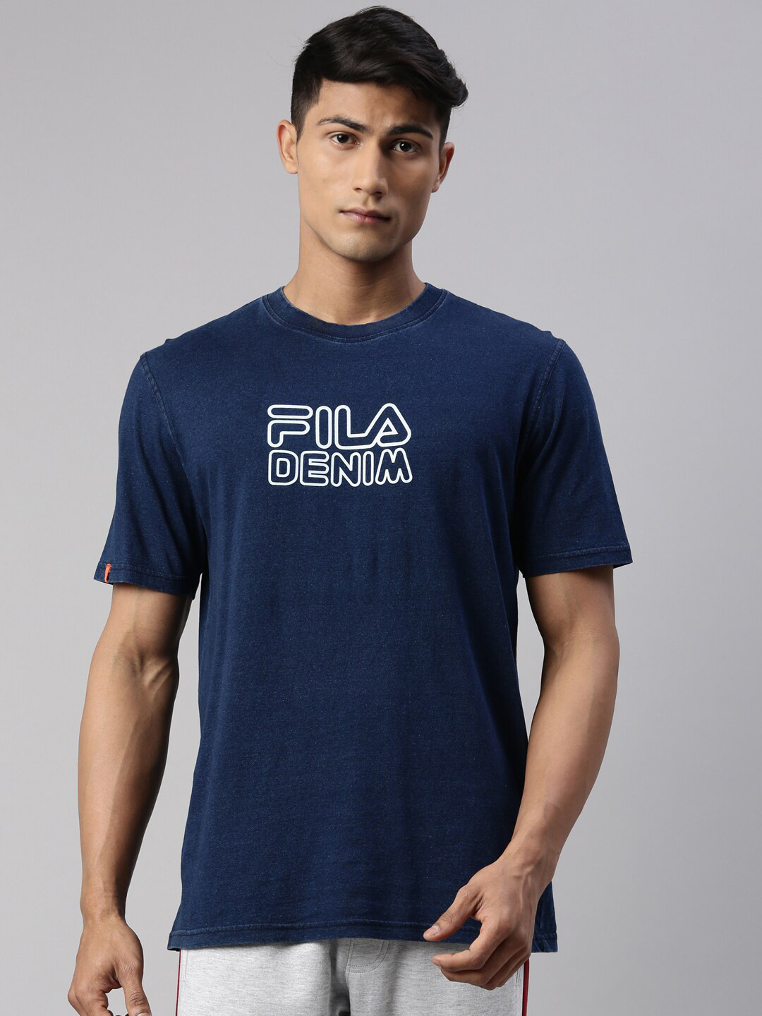 

FILA Men Blue & White Brand Logo Printed T-shirt