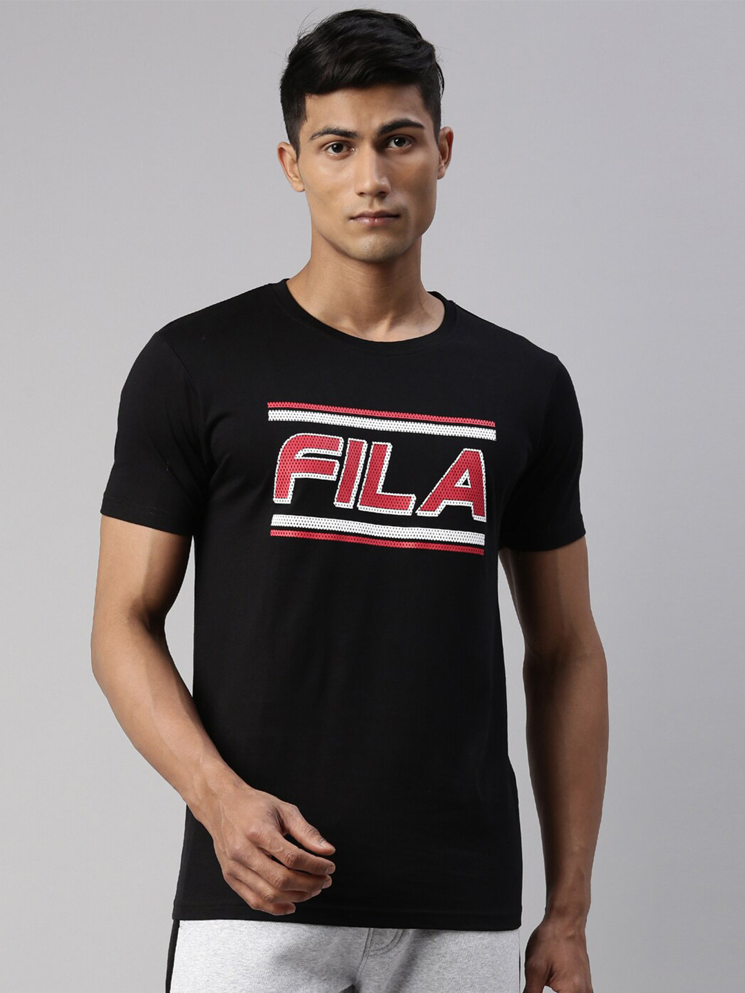 

FILA Men Black Typography Printed T-shirt