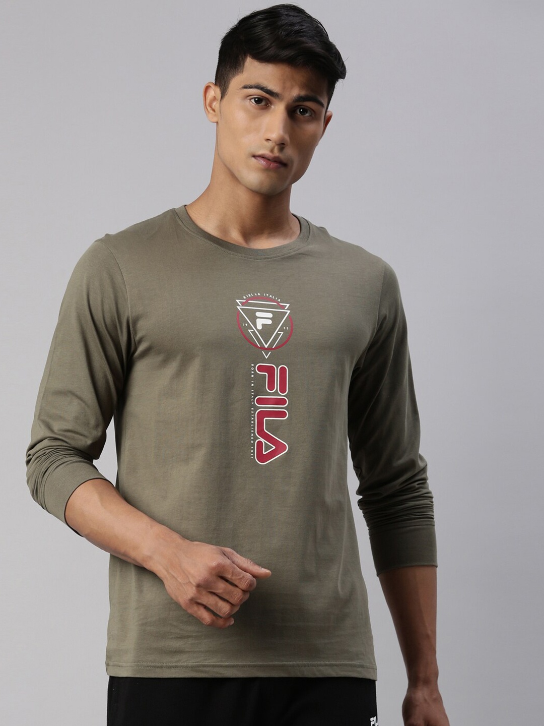 

FILA Men Olive Green Printed T-shirt
