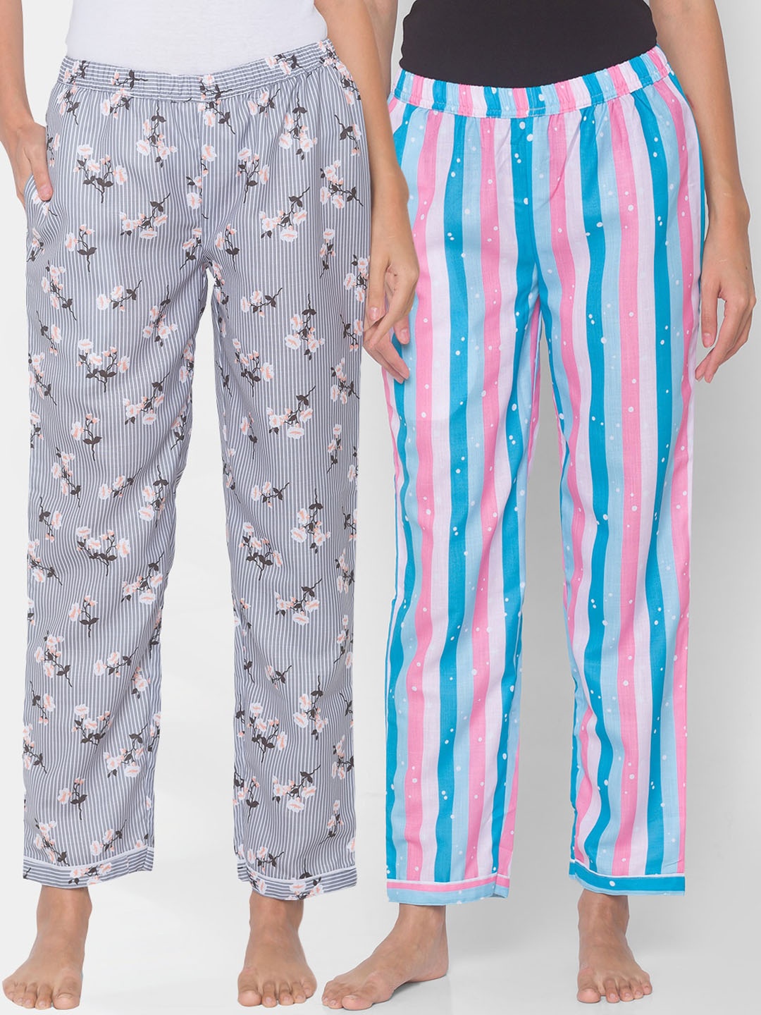 

FashionRack Women Pack of 2 Multi Printed Lounge Pants, Grey