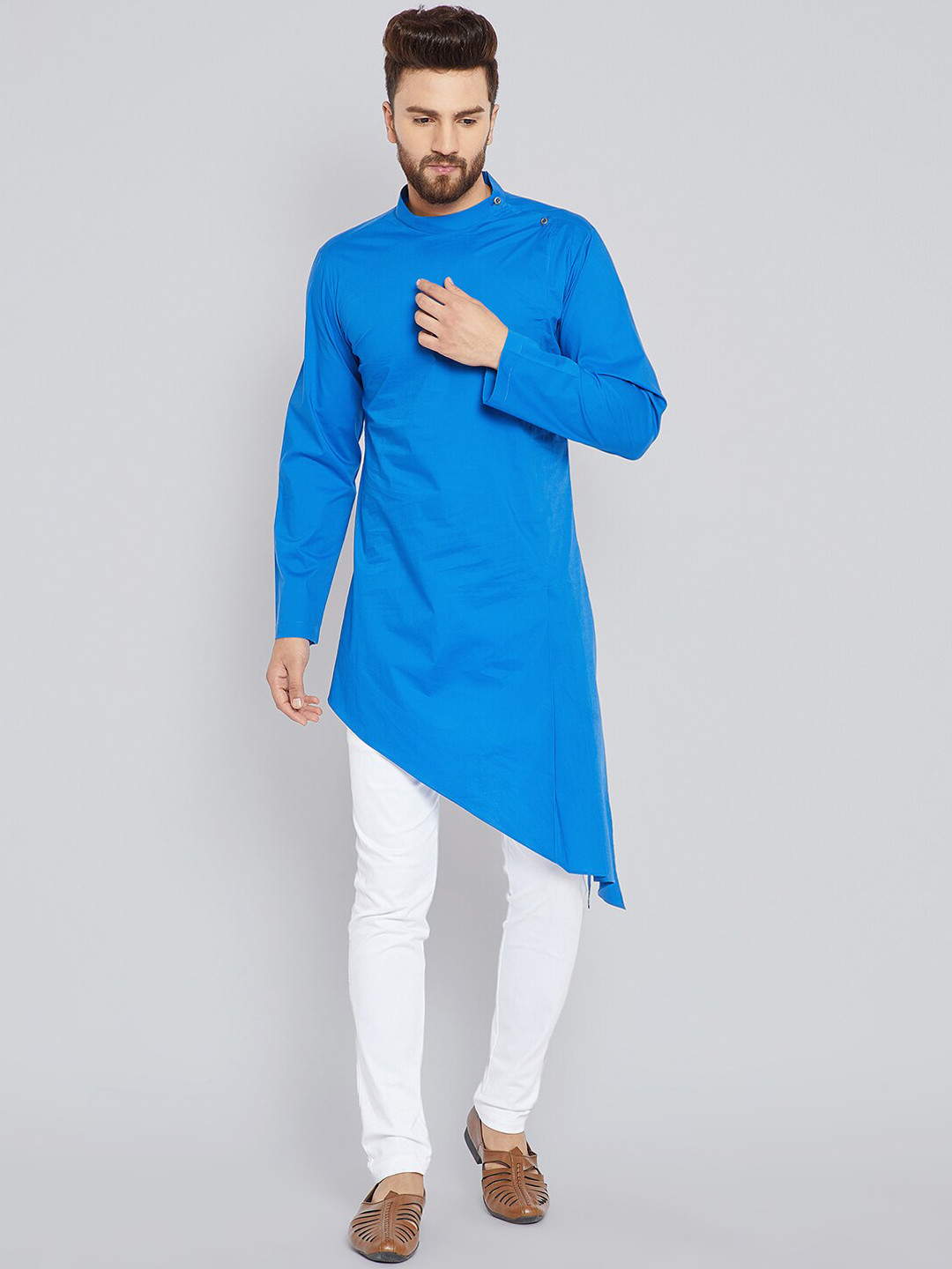 

See Designs Men Blue Asymmetric Kurta