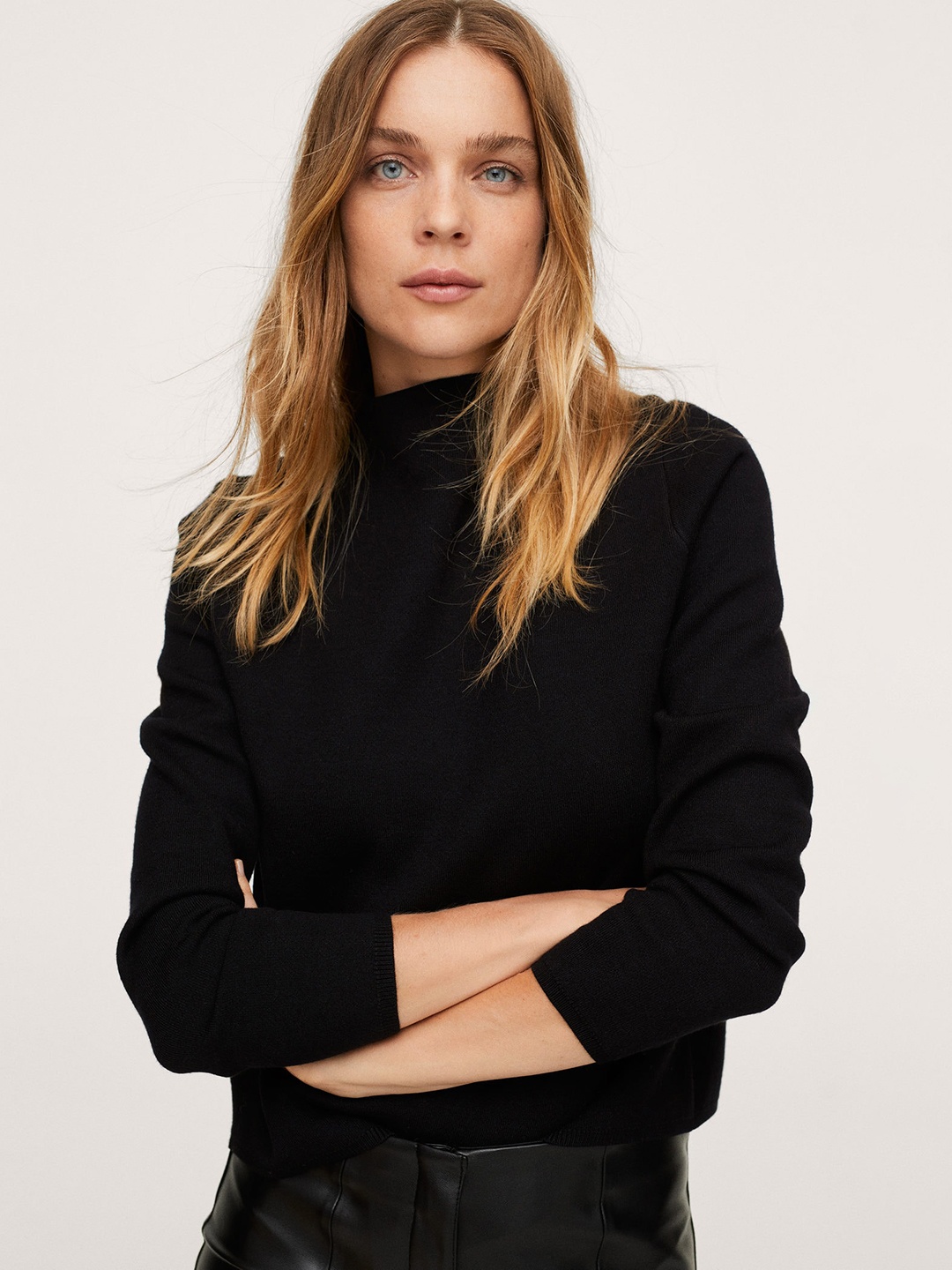 

MANGO Women Black Pullover