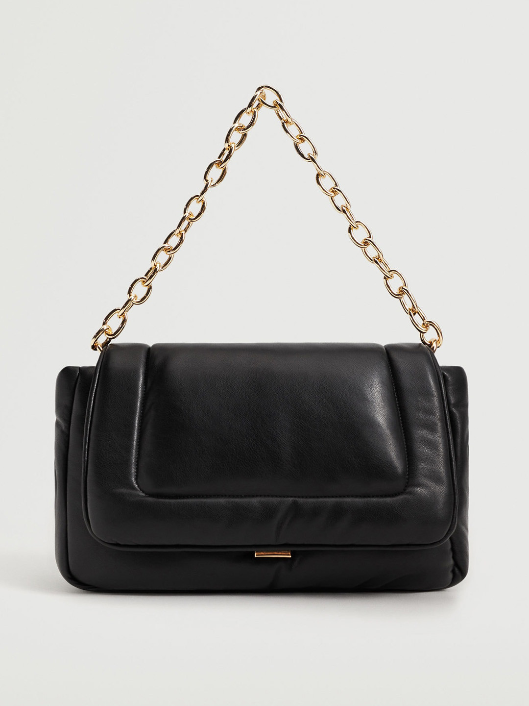 

MANGO Black Solid Padded Structured Shoulder Bag