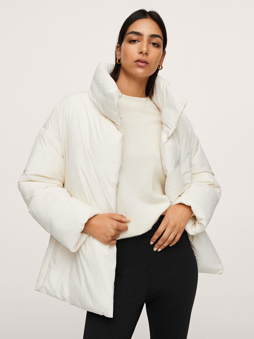 

MANGO Women White ANORAK NATA Padded Jacket