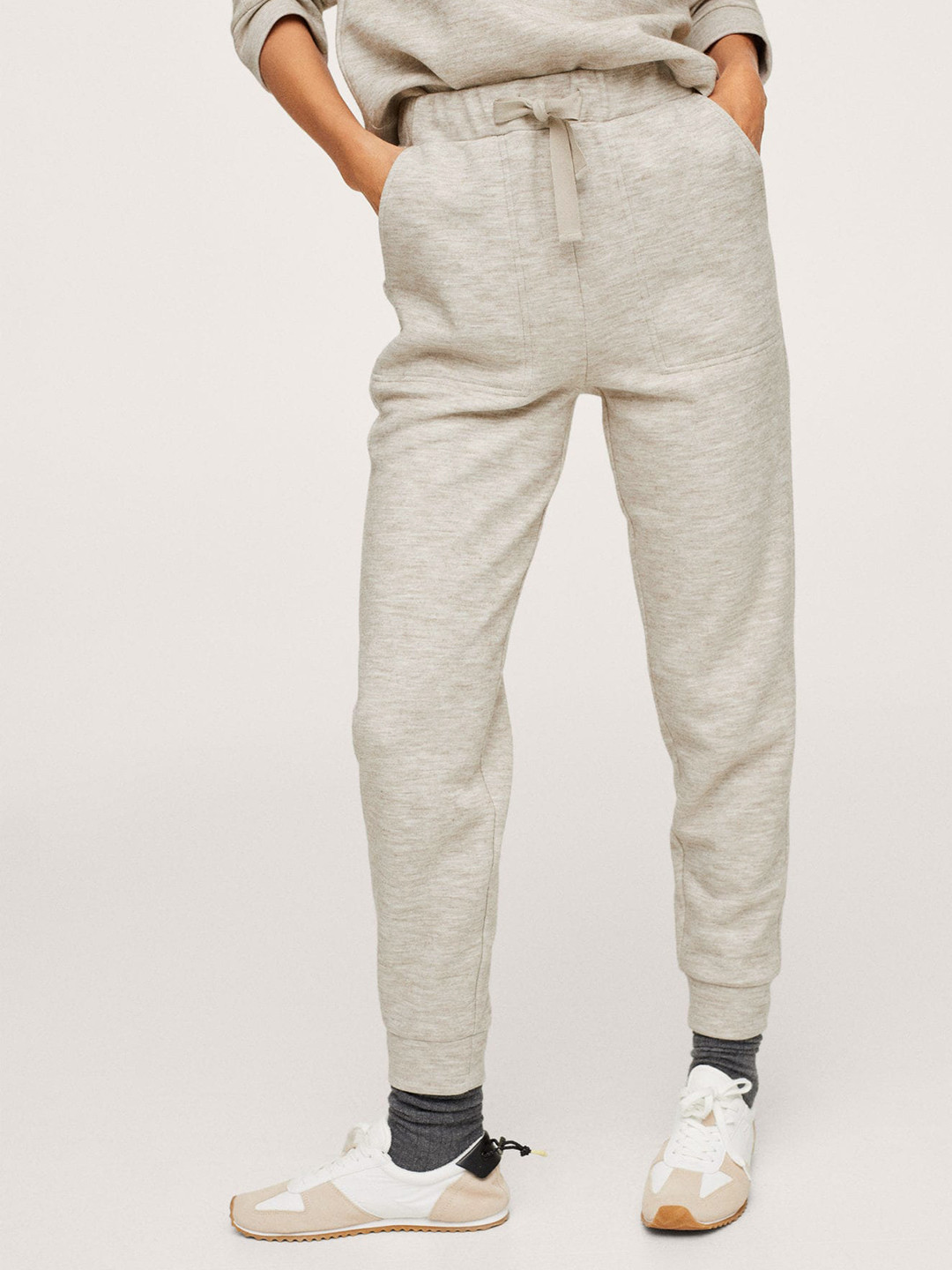 

MANGO Women Beige Solid Joggers