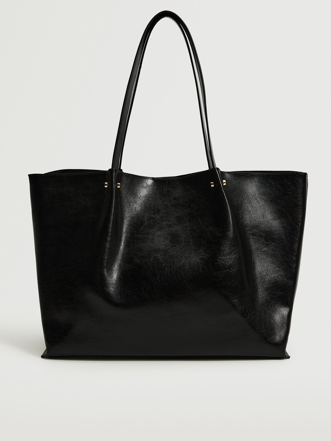 

MANGO Black Solid Shopper Tote Bag
