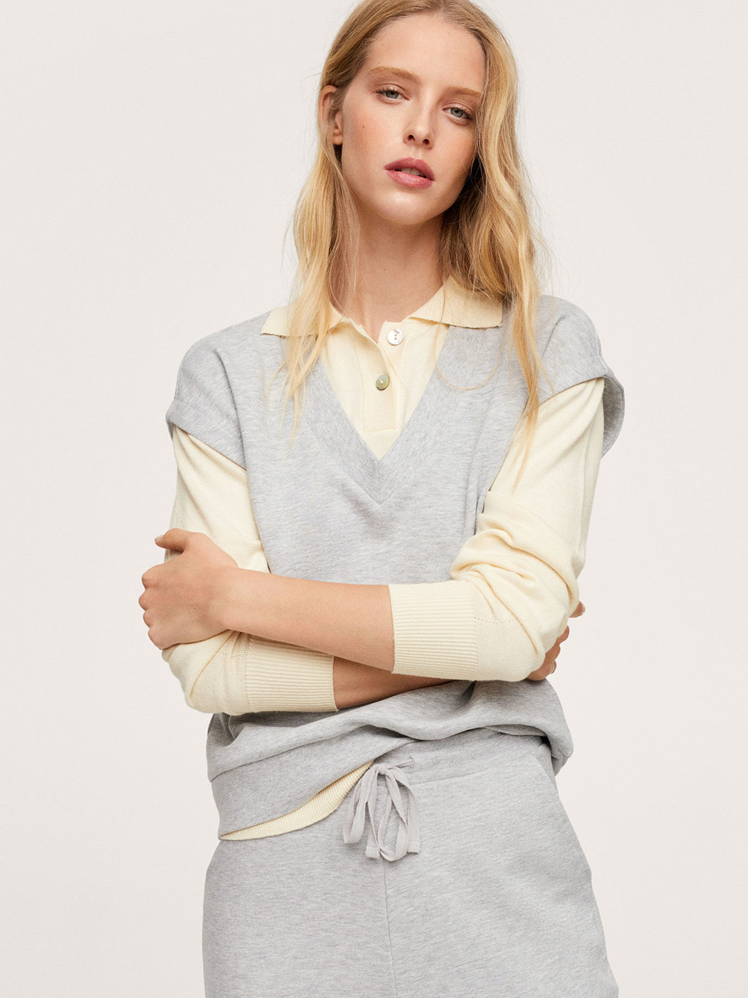 

MANGO Women Grey Melange Sweatshirt