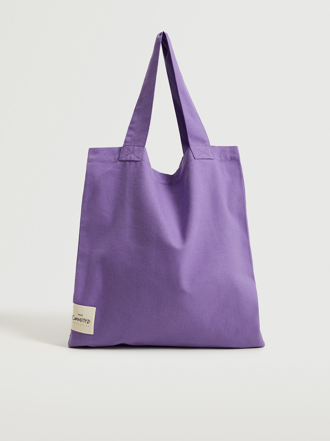 

MANGO Purple Cotton Shopper Tote Bag