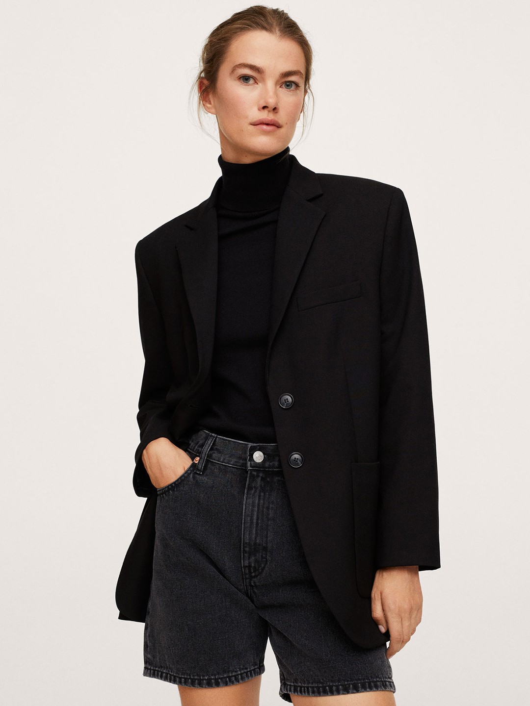 

MANGO Women Black Solid Pullover