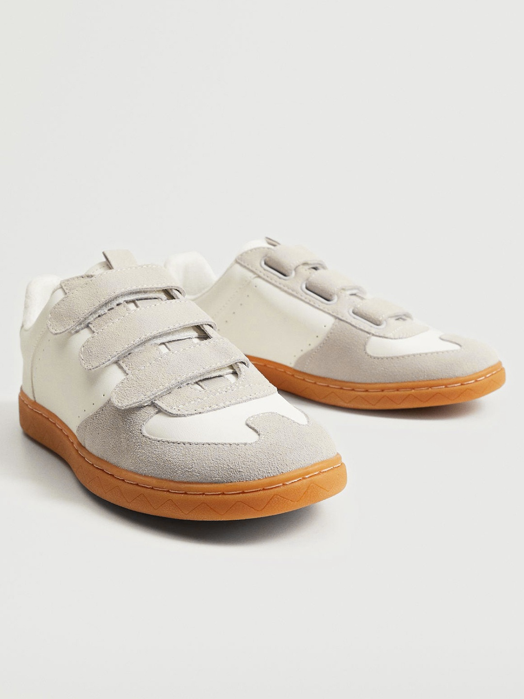 

MANGO Women White & Grey Colourblocked PU Sneakers