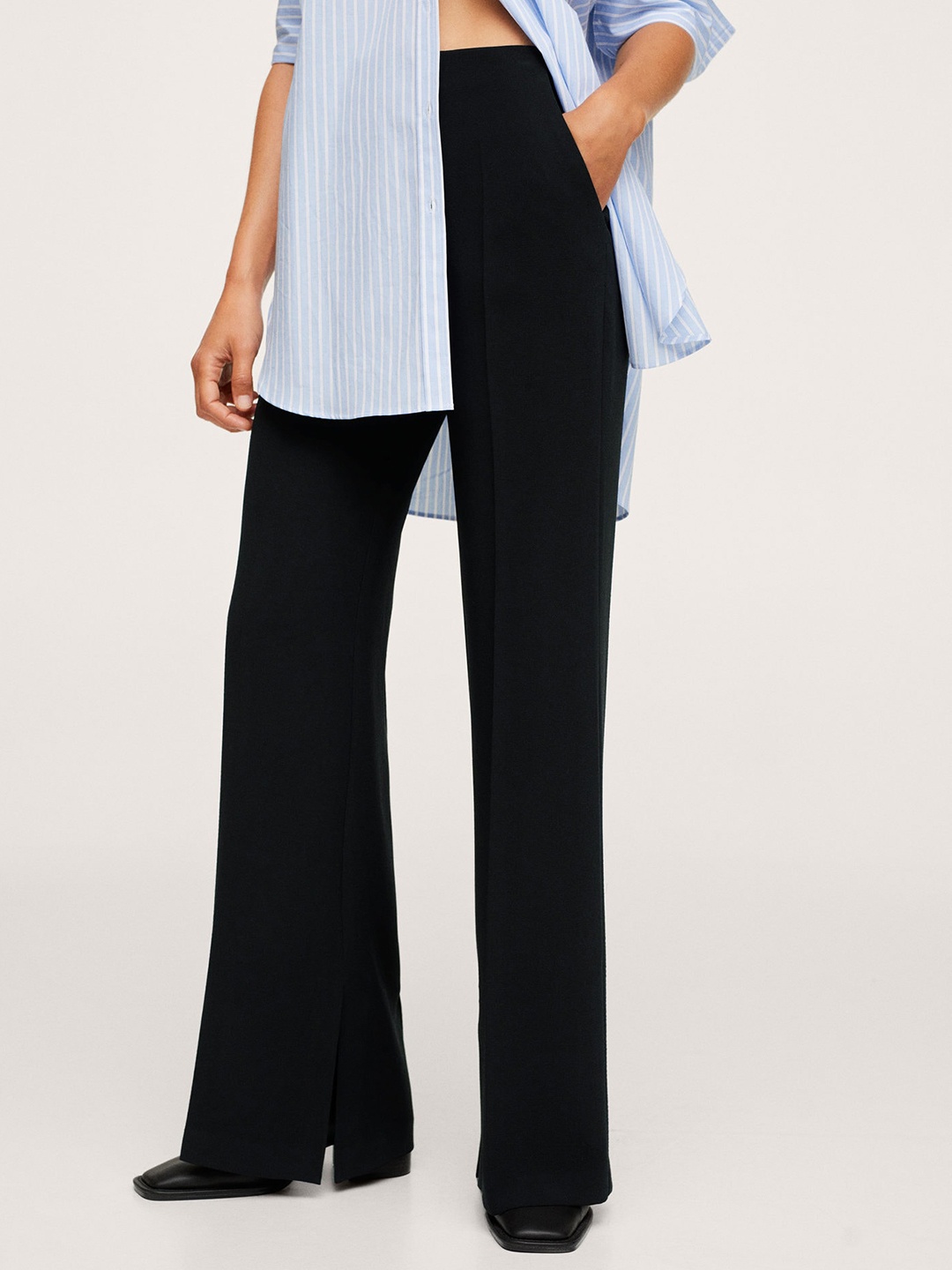 

MANGO Women Black Solid Bootcut Trousers