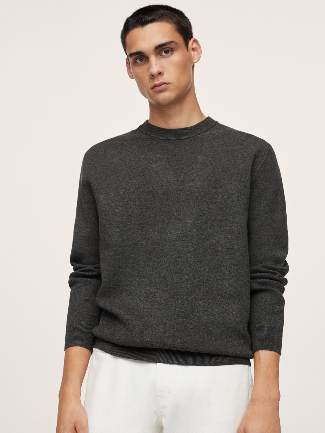 

MANGO MAN Charcoal Grey Solid Performance Pullover