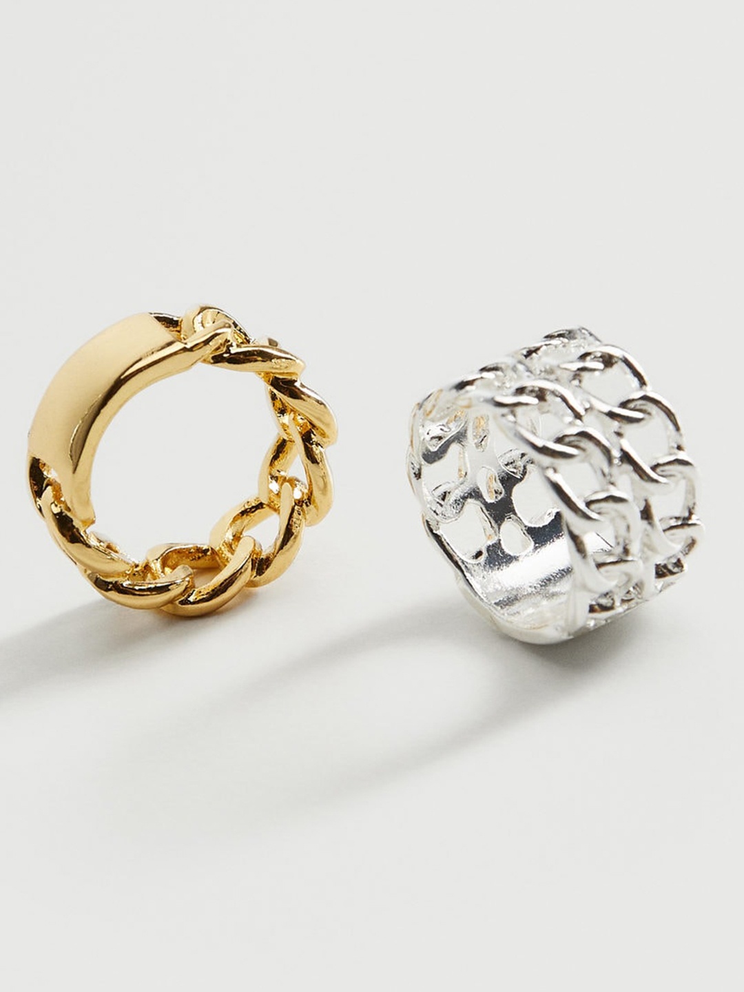

MANGO Set of 2 Link Chain Finger Rings, Gold