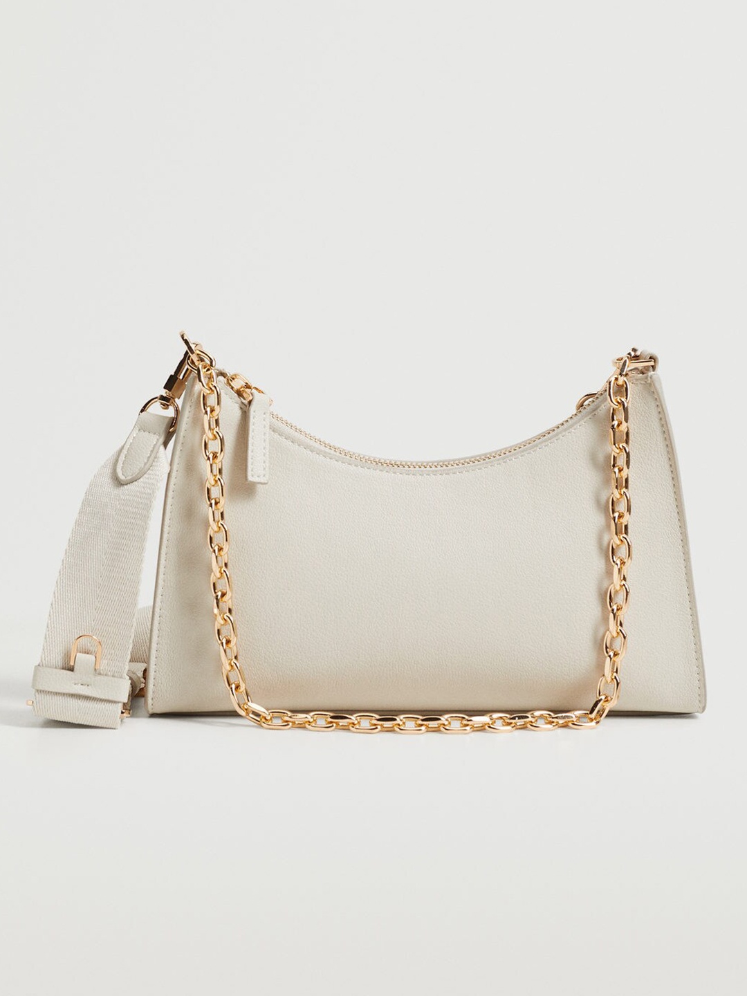 

MANGO White Structured Baguette Bag