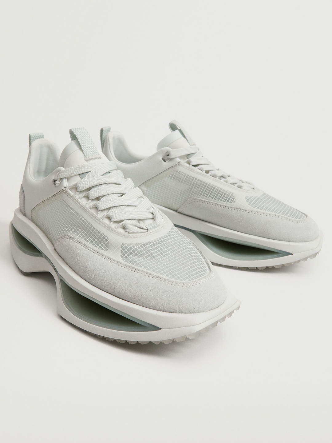 

MANGO Women Grey Checked Training Shoes
