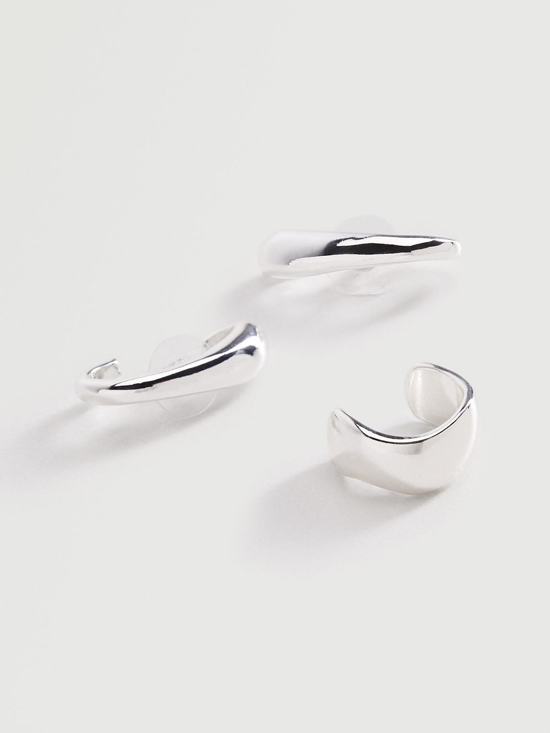 

MANGO Set of 3 Silver-Toned Circular Mismatch Earrings