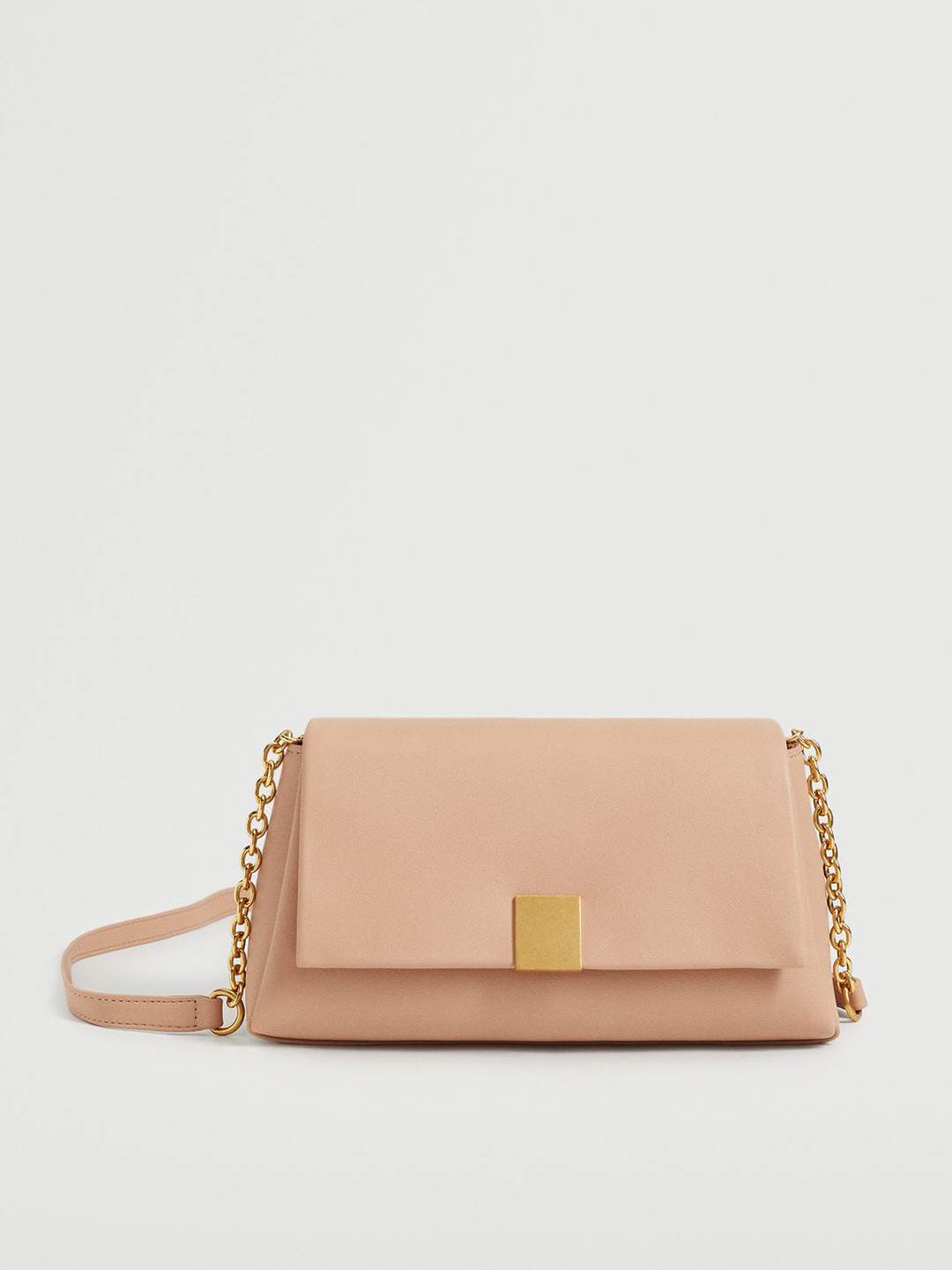 

MANGO Peach-Coloured Solid Structured Small Sling Bag