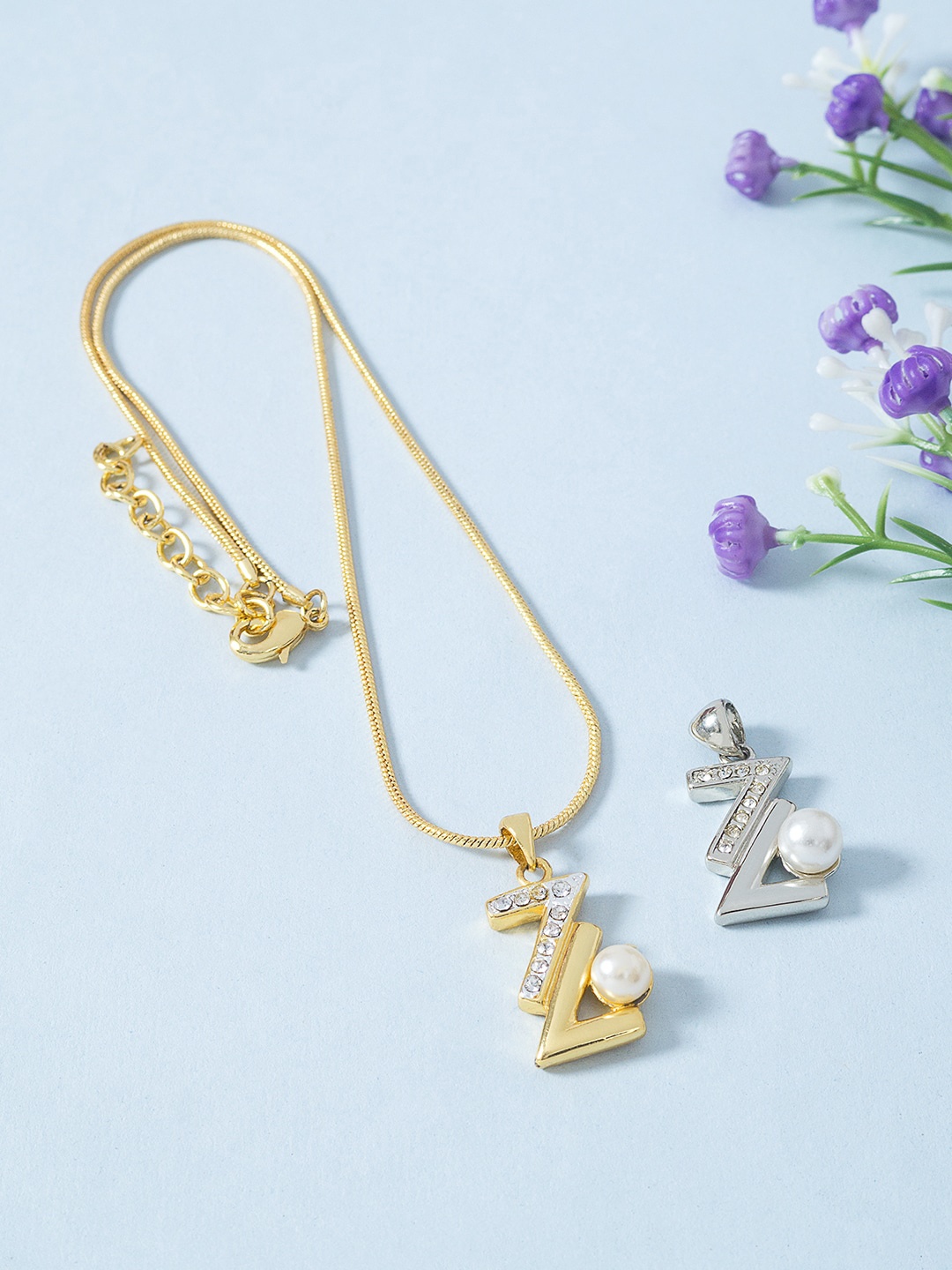 

Golden Peacock Set Of 2 Pendants With Chain, Gold