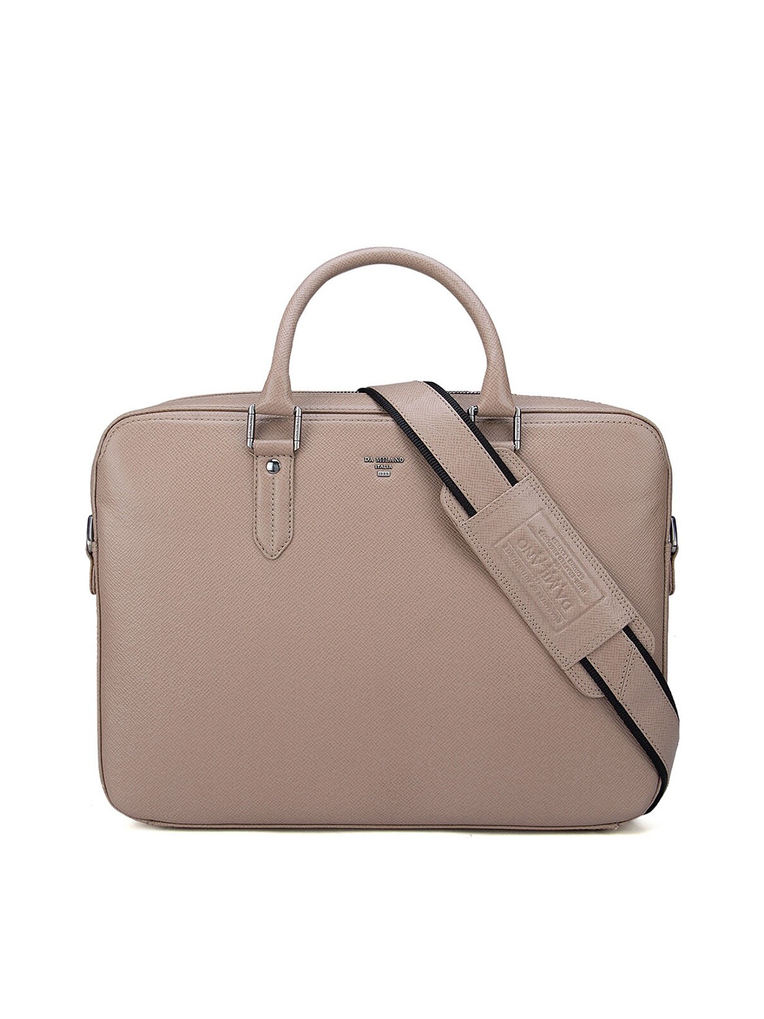 

Da Milano Unisex Beige Textured Leather Laptop Bag