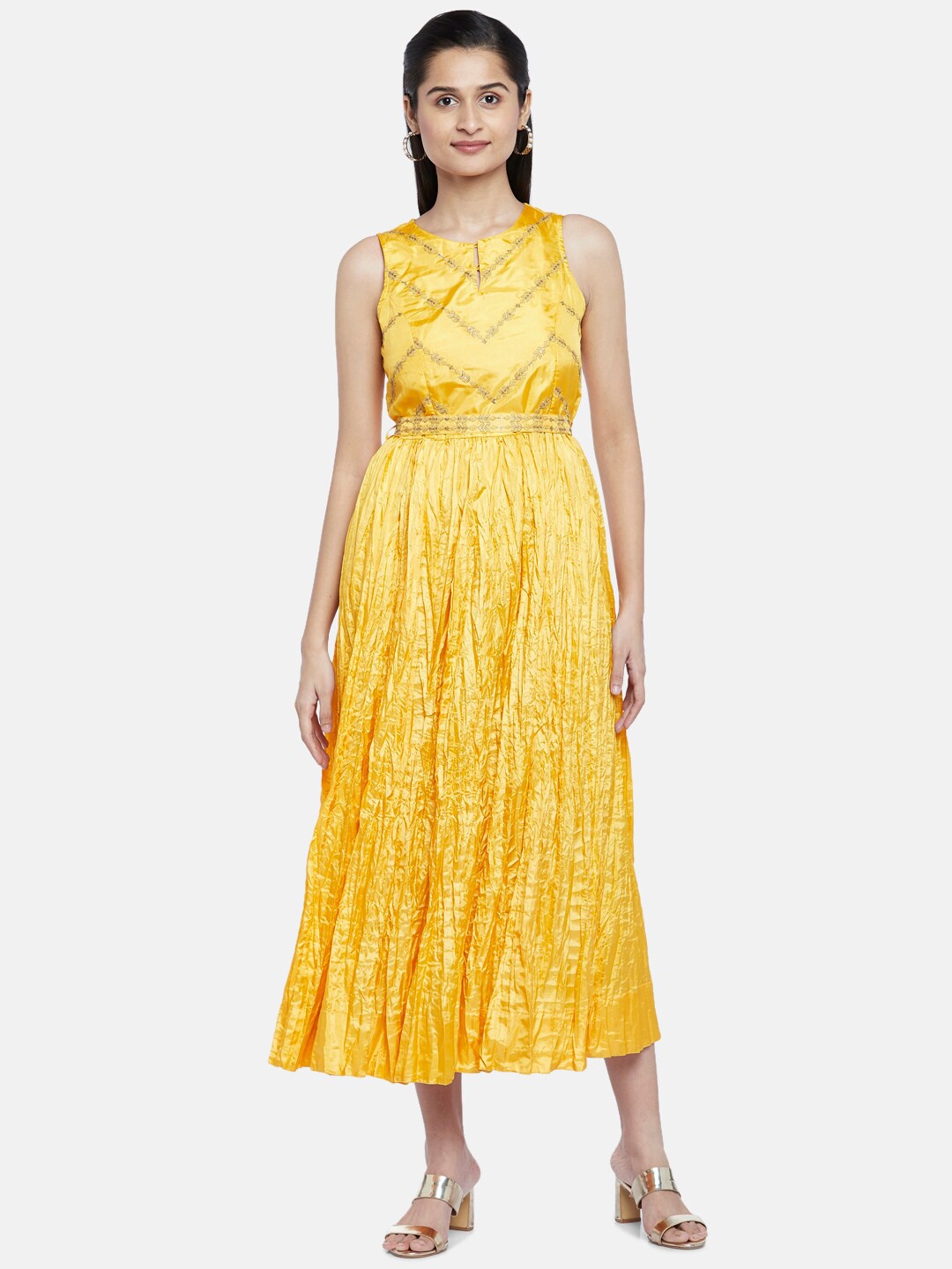 

RANGMANCH BY PANTALOONS Green Floral Midi Dress