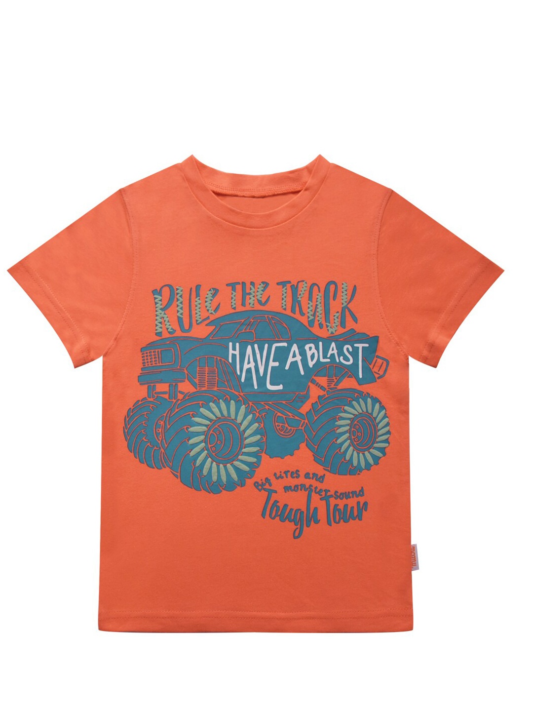 

milou Boys Orange & Blue Printed Pure Cotton T-shirt