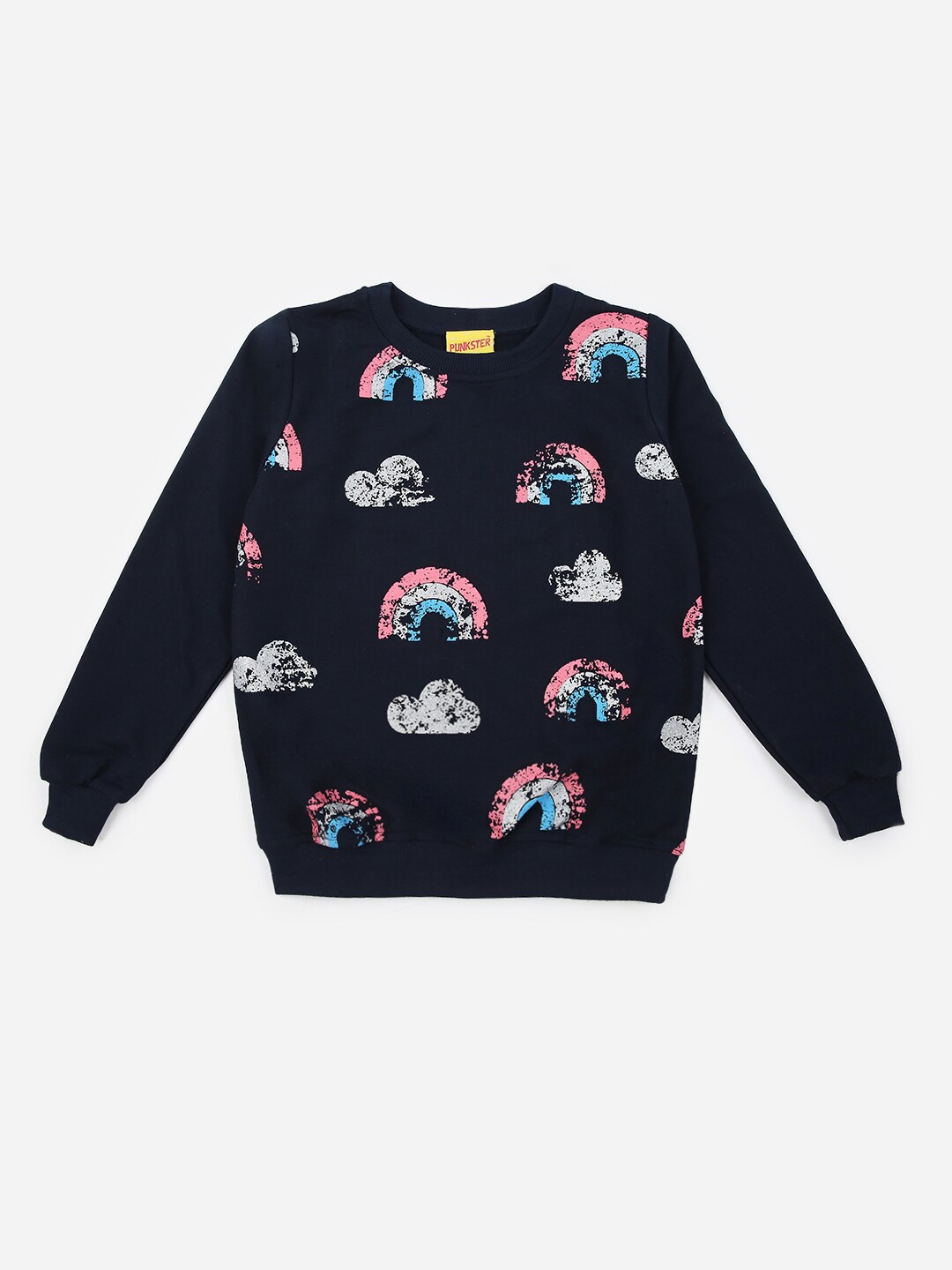 

Punkster Girls Navy Blue Printed Sweatshirt