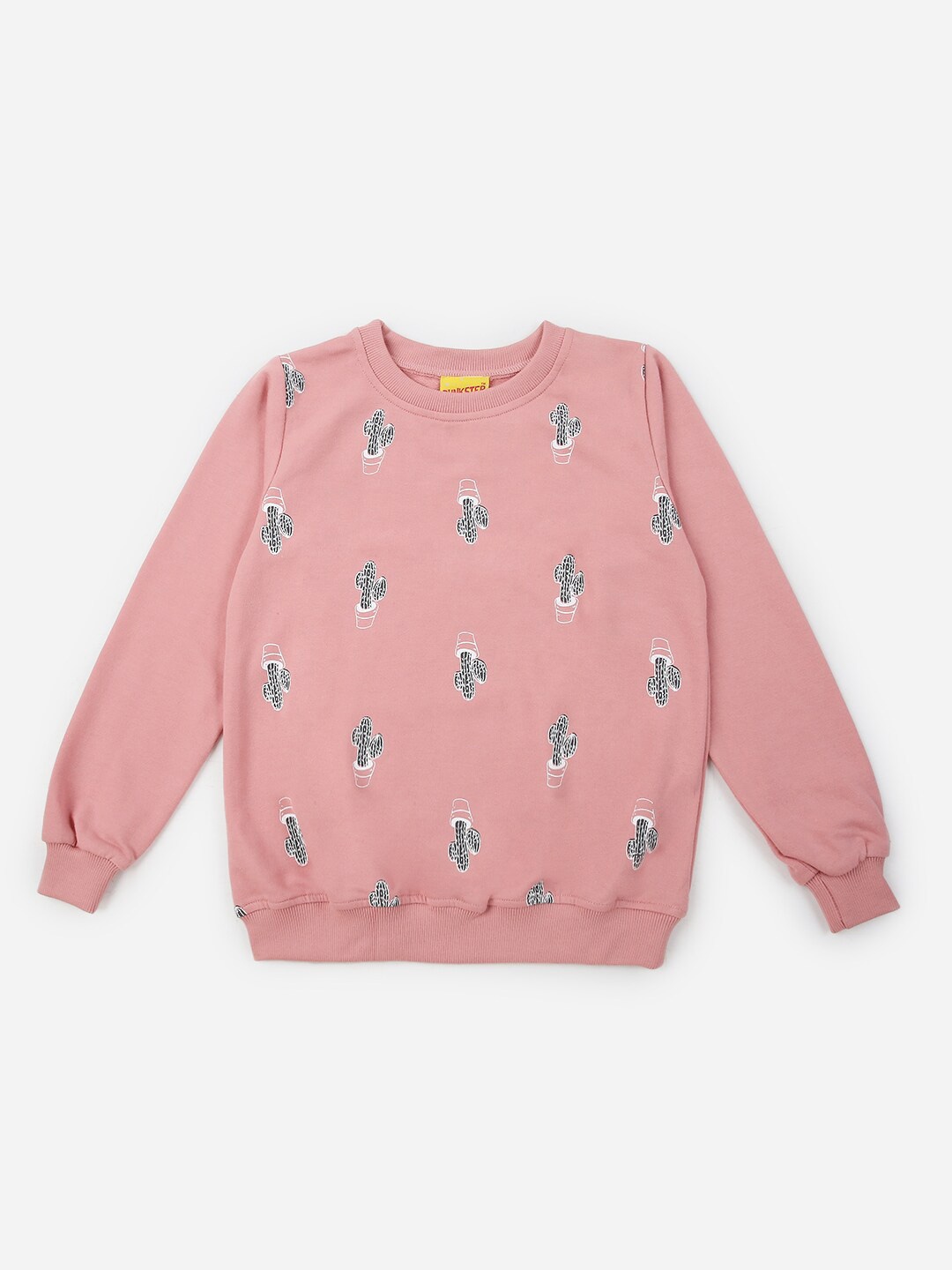 

Punkster Girls Pink Printed Cotton Sweatshirt