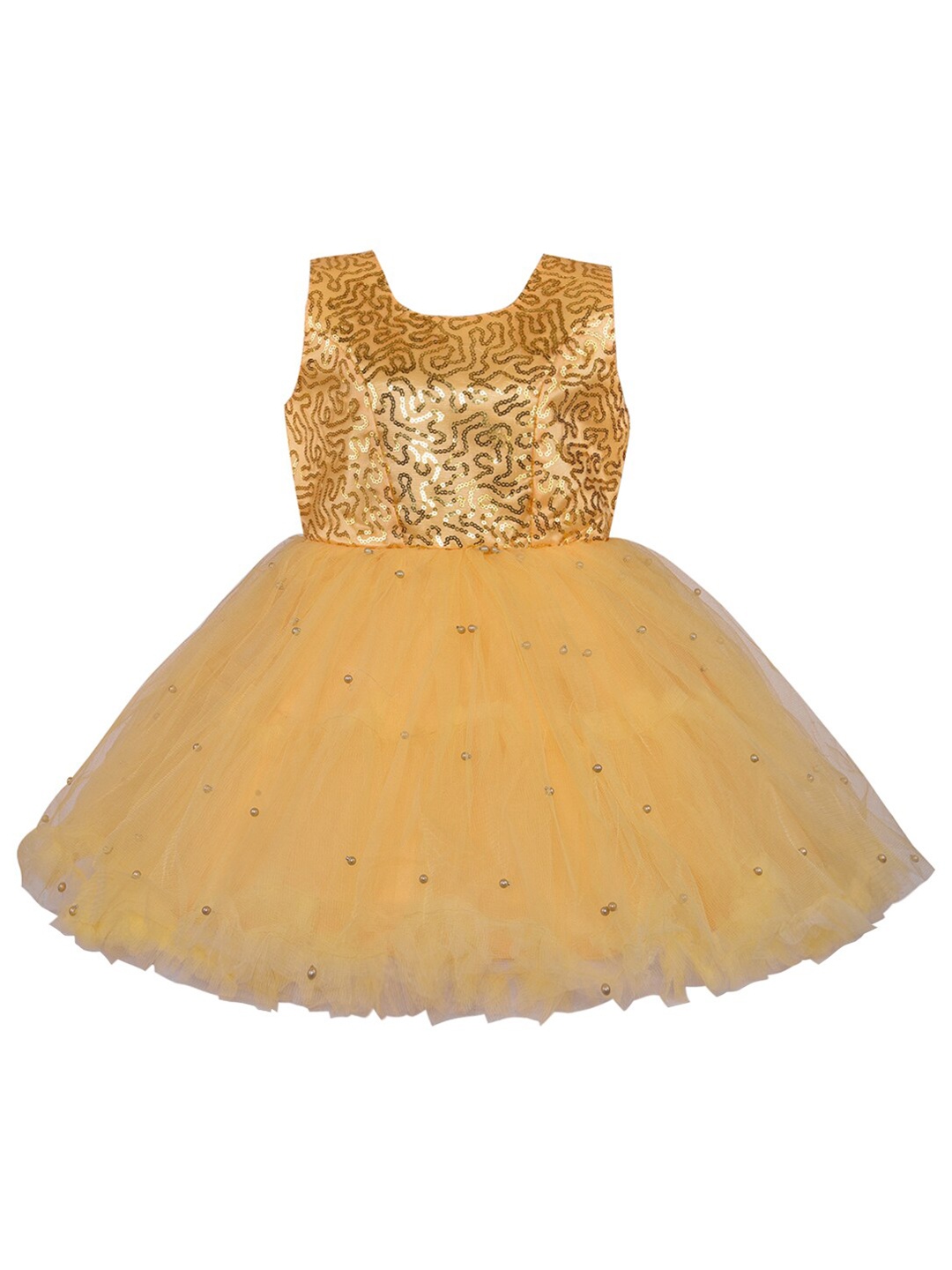

Wish Karo Yellow Embellished Net Dress
