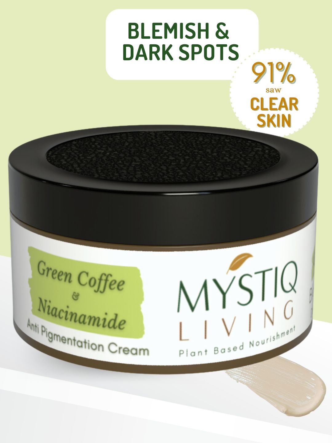 

MYSTIQ LIVING Green Coffee Blemish Clear Face Moisturising Cream For Pigmentation - 50g, White