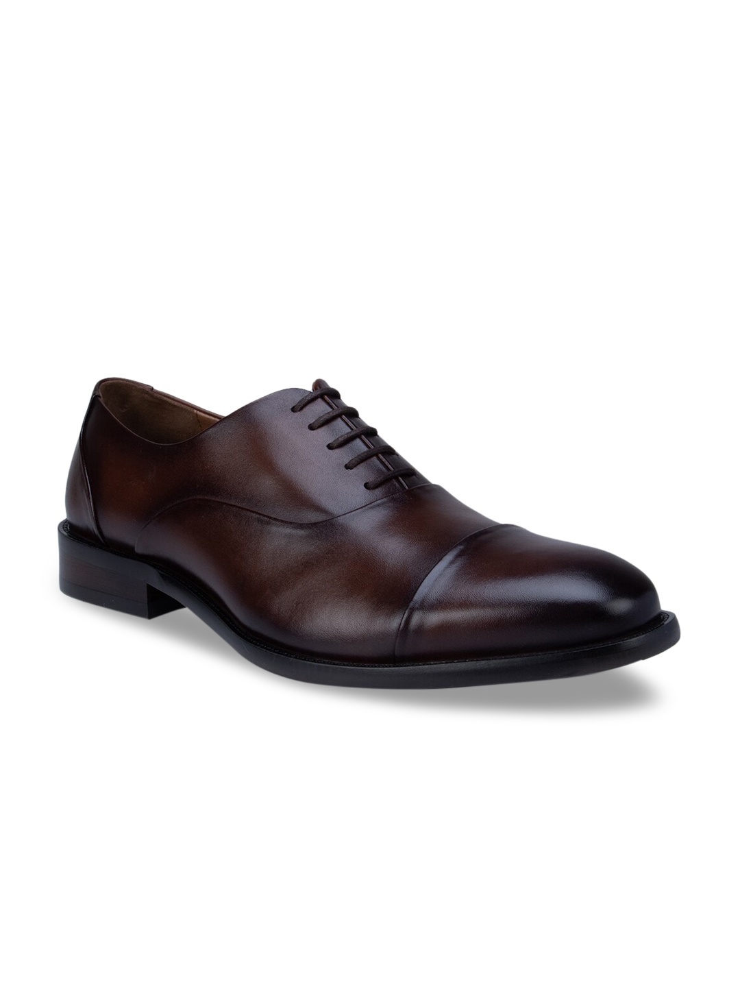 

ROSSO BRUNELLO Men Brown Solid Leather Formal Oxfords