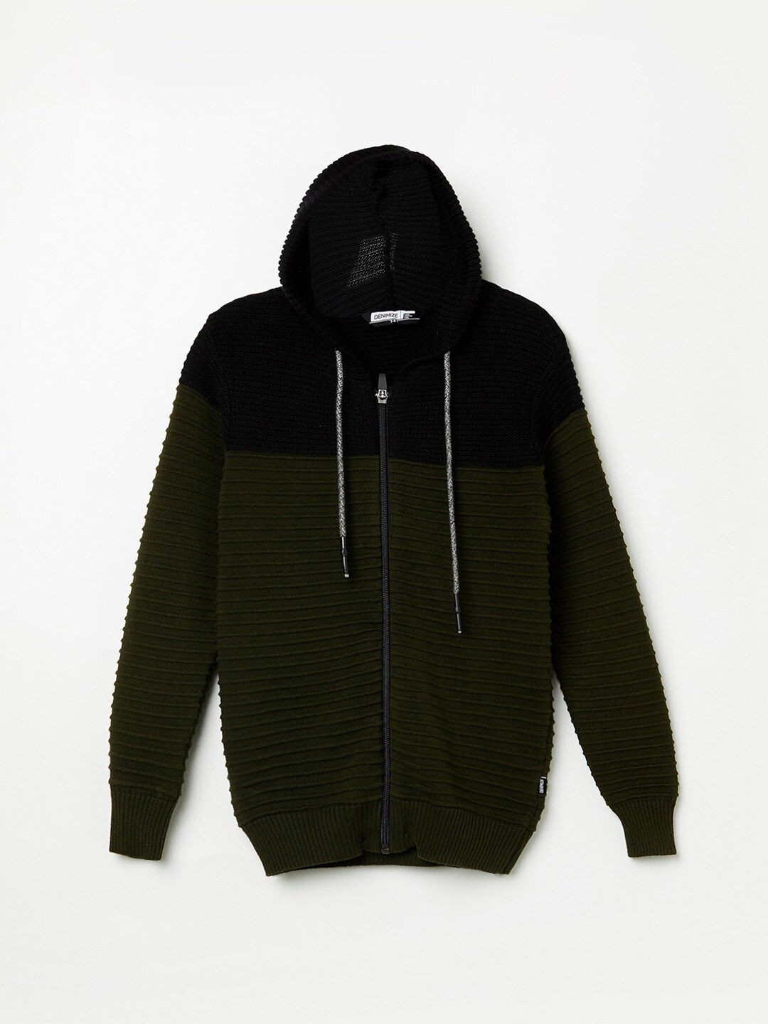 

Denimize by Fame Forever Boys Olive Green & Blue Acrylic Pullover with Zip Detail
