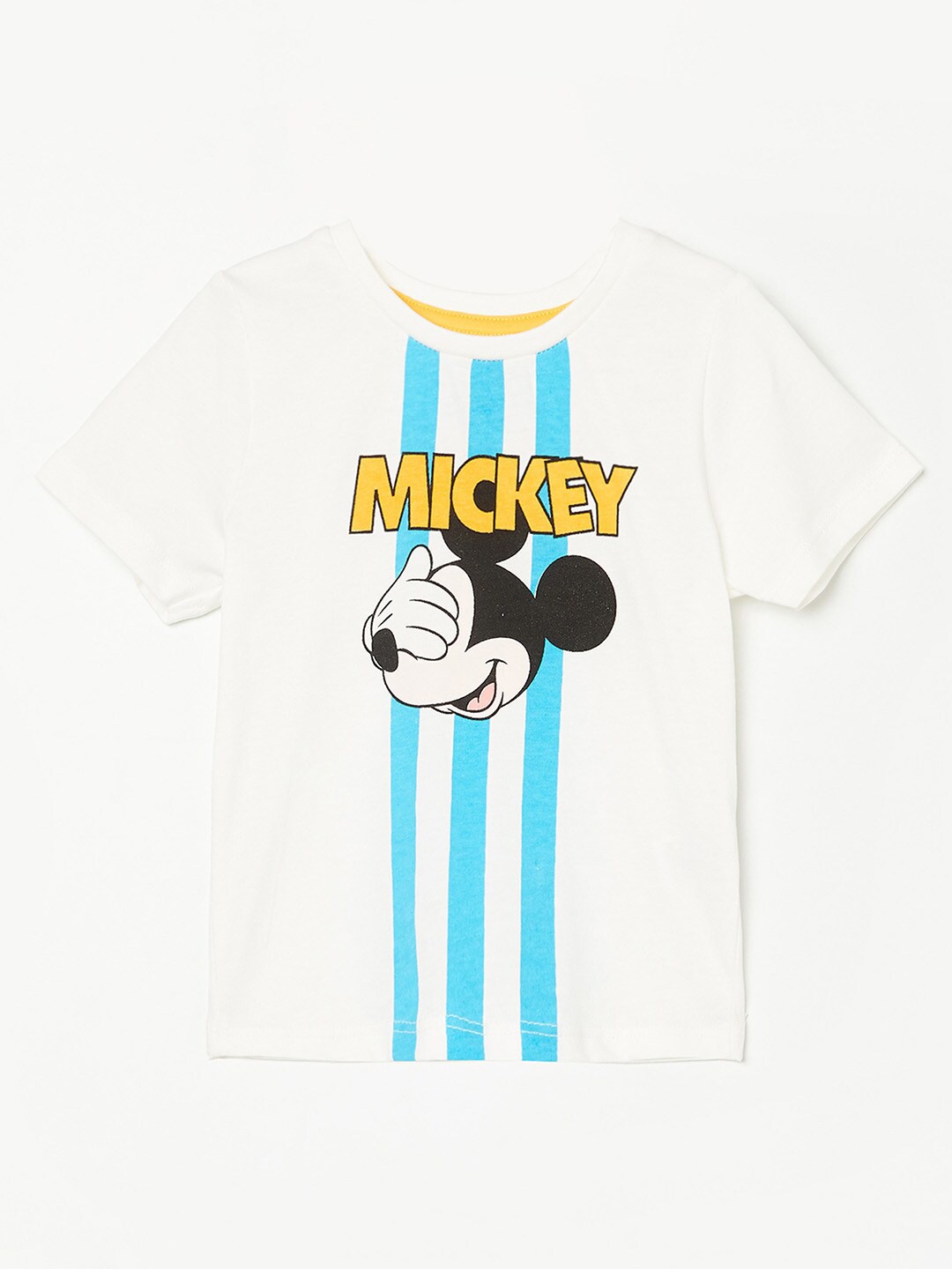 

Juniors by Lifestyle Boys Beige & Blue Mickey Mouse Printed T-shirt