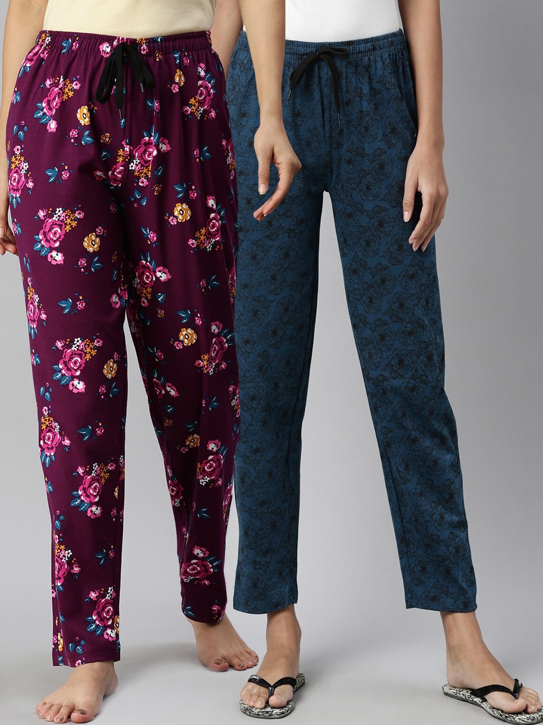 

Kryptic Women Pack Of 2 Pure Cotton Lounge Pants, Purple
