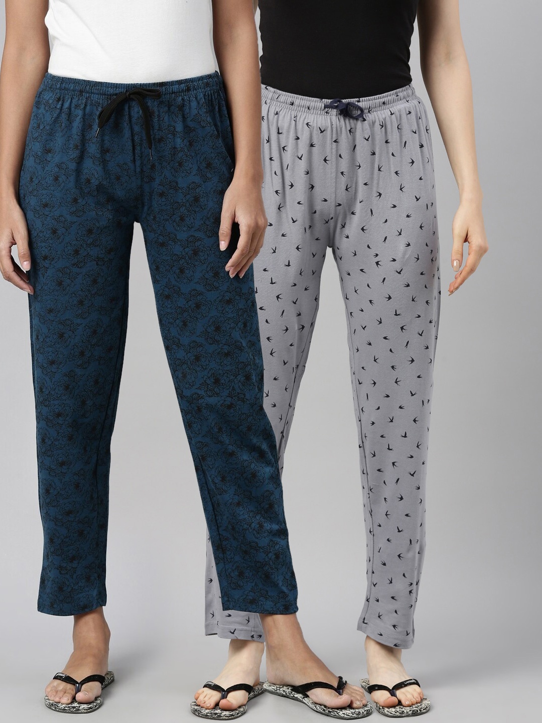 

Kryptic Women Pack Of 2 Pure Cotton Lounge Pants, Grey