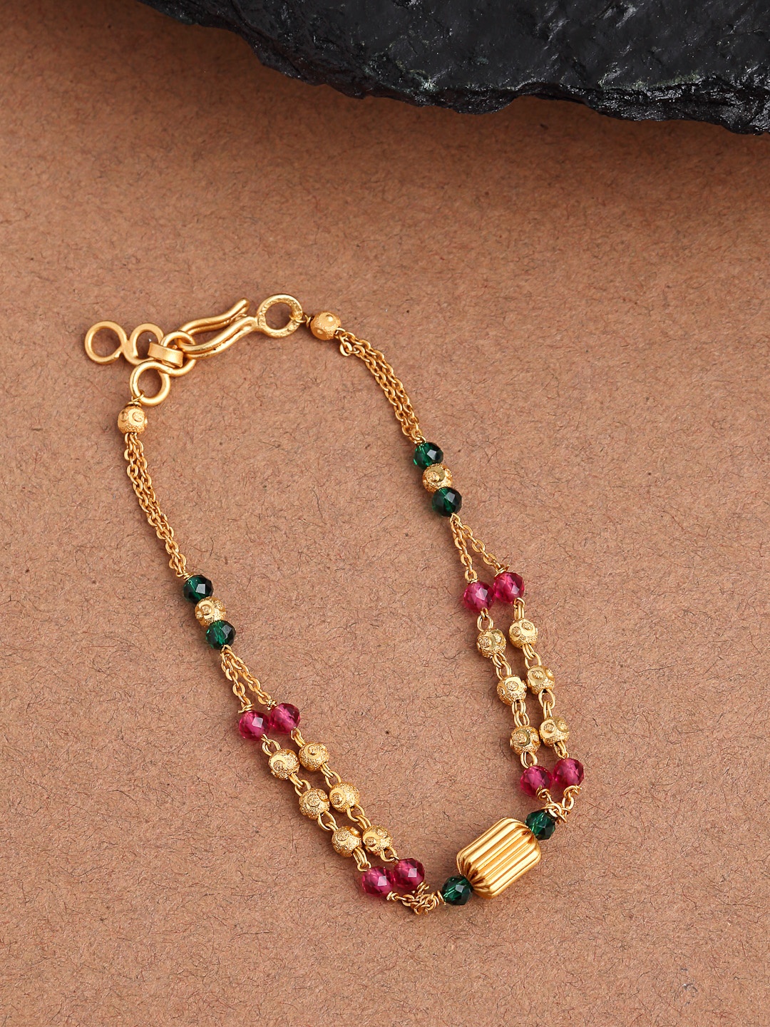 

PANASH Women Gold-Toned & Pink Gold-Plated Multistrand Bracelet