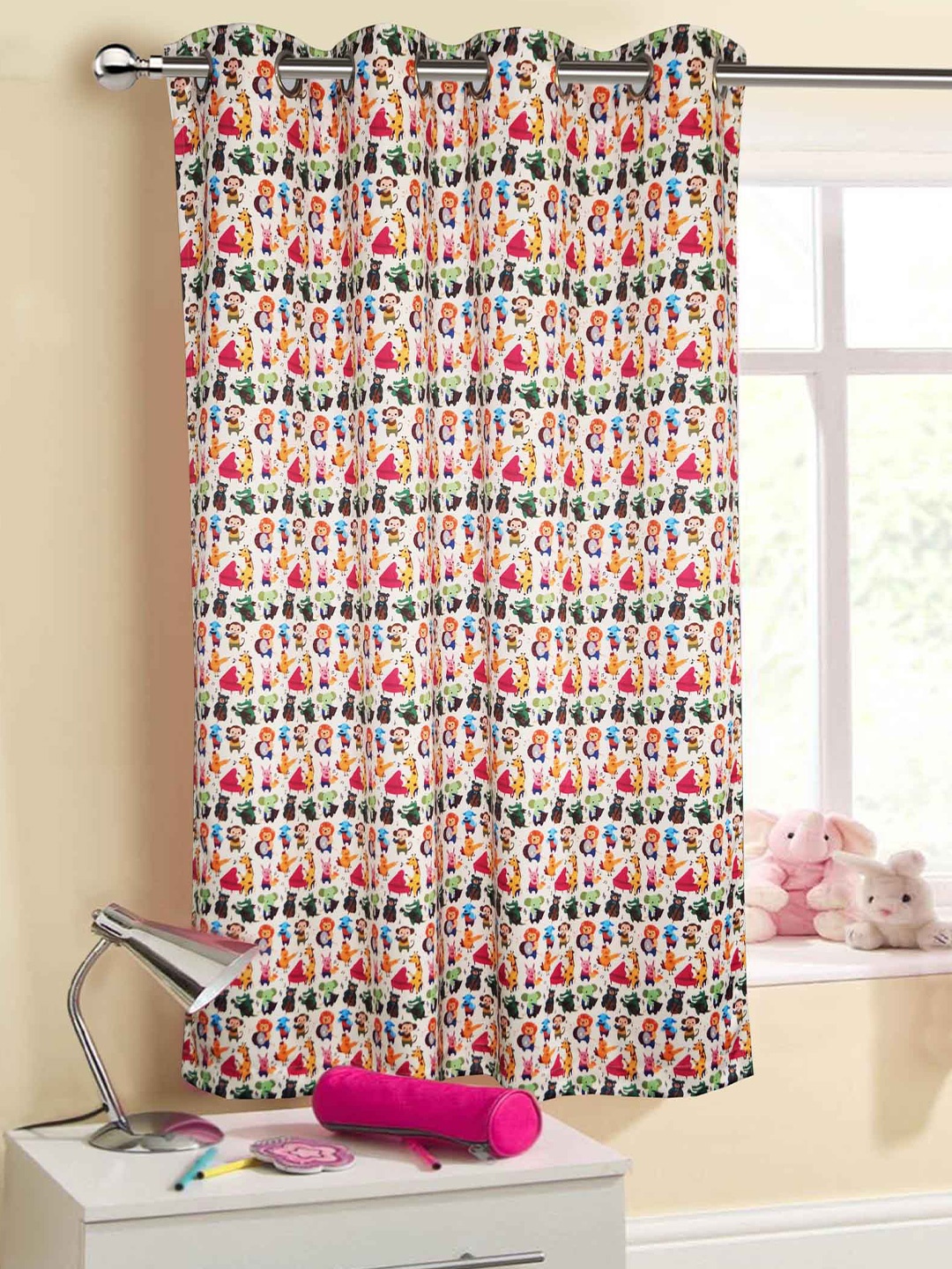 

Lushomes White & Red Digital Printed Window Curtain