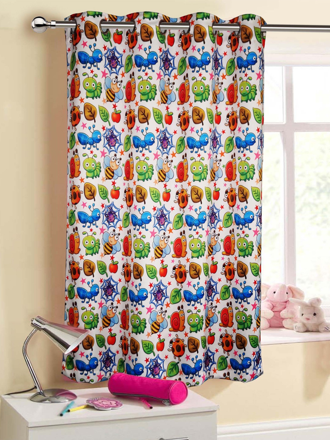 

Lushomes Multicoloured Digital Kids Bugs & Bees Printed Window Curtain, Multi