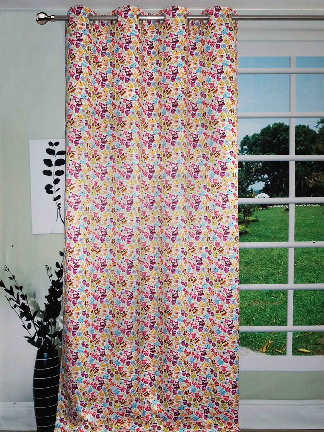 

Lushomes Pink & Yellow Ethnic Motifs Door Curtain