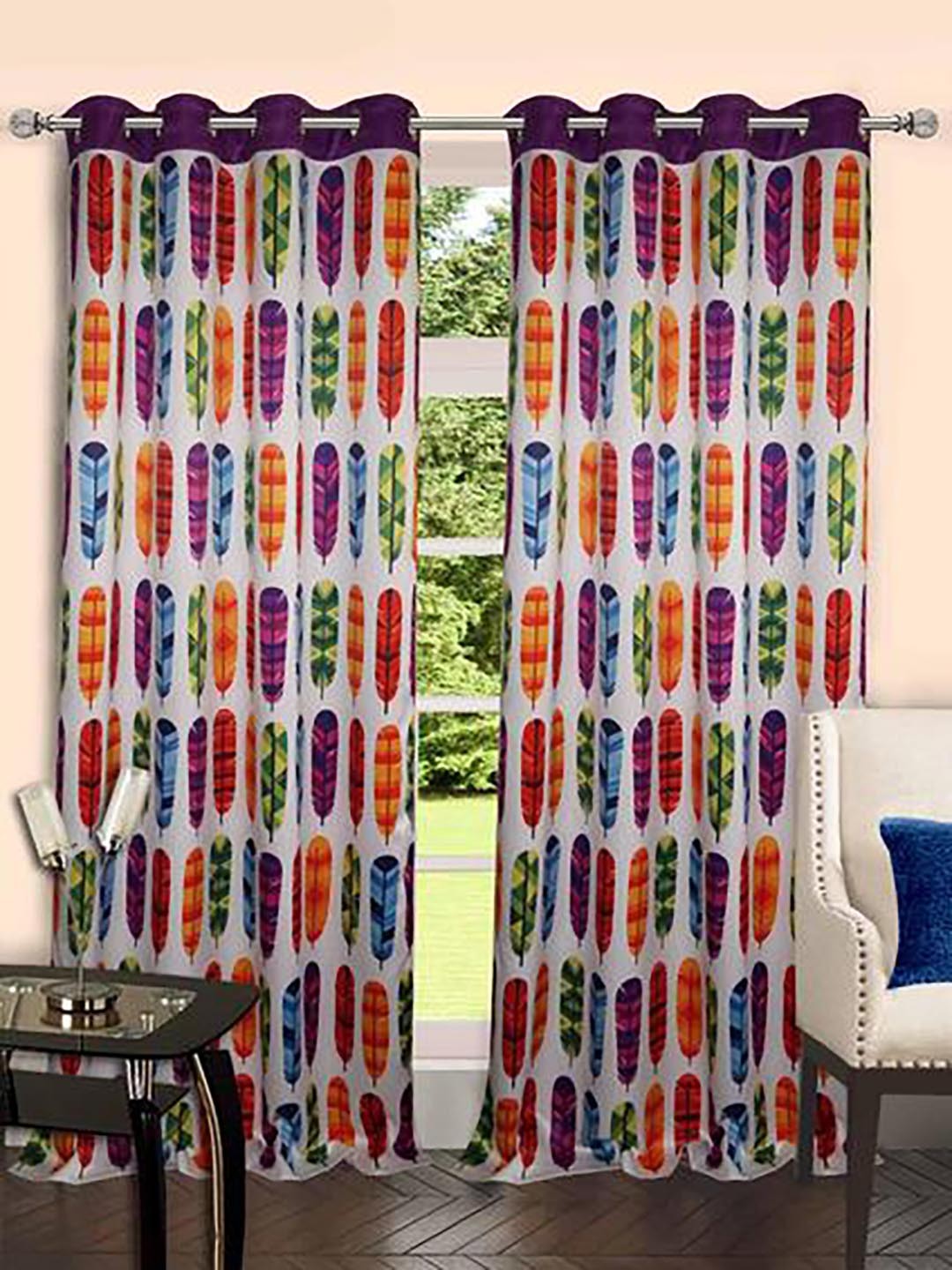 

Lushomes White & Magenta Digital Printed Door Curtain