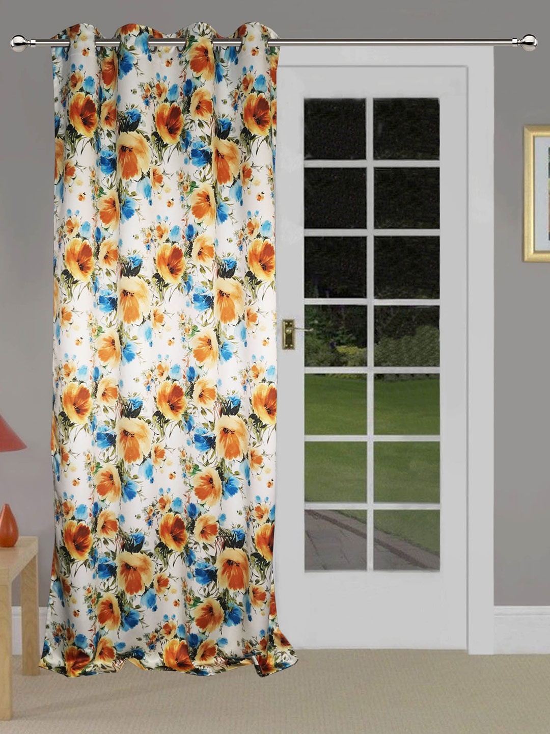 

Lushomes White & Blue Ethnic Motifs Door Curtain