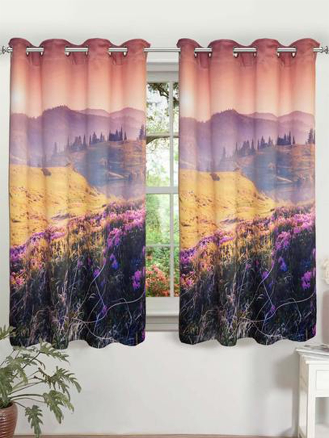 

Lushomes Multicoloured Digital 3D Printed Window Curtain, Multi