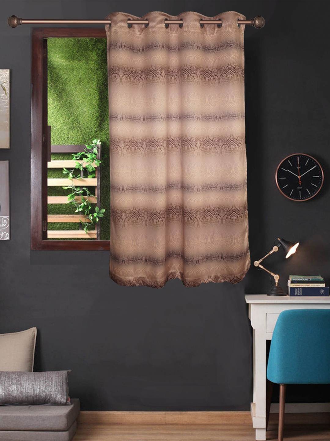 

Lushomes Tan & Brown Ethnic Motifs Window Curtain