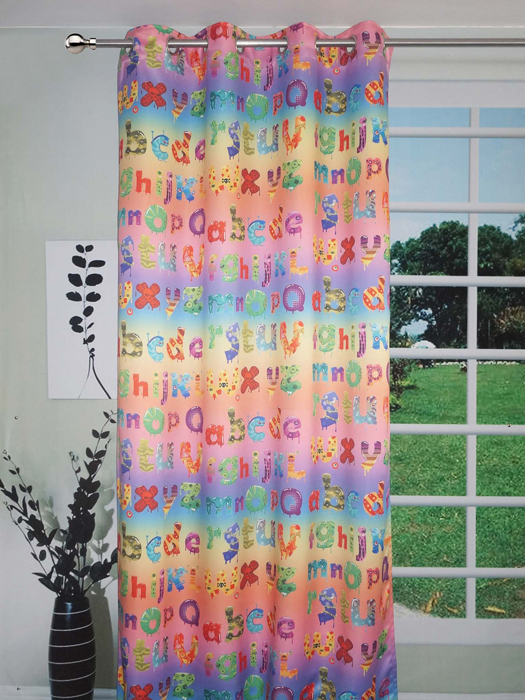 

Lushomes Pink & Blue Alphabet Printed Door Curtain