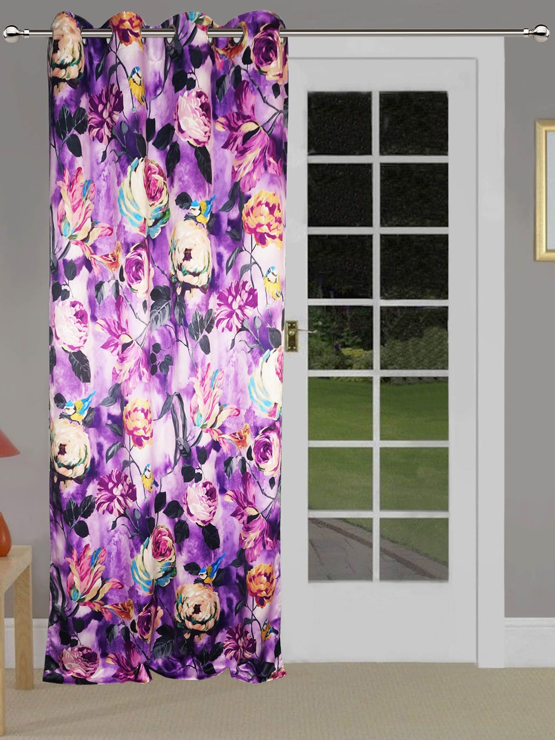 

Lushomes Purple & Blue Floral Door Curtain