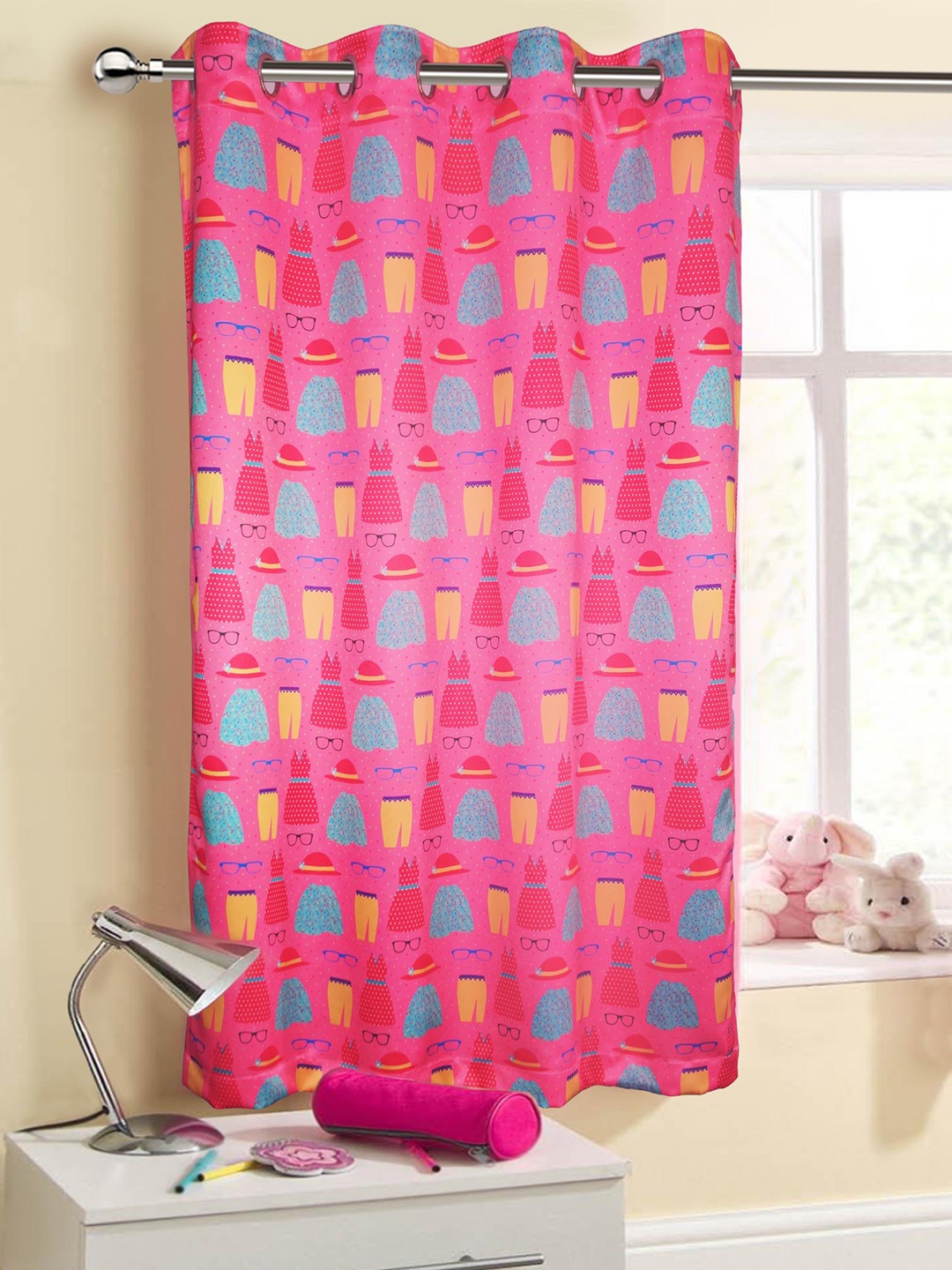 

Lushomes Magenta & Yellow Digital Printed Window Curtain