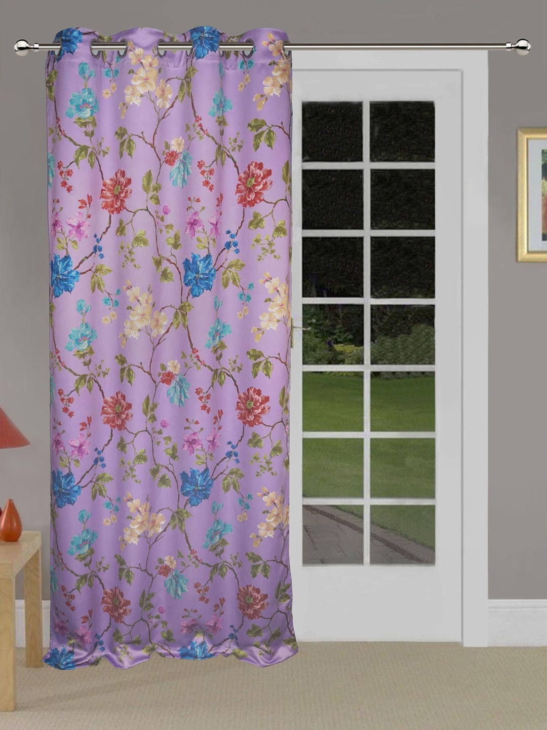 

Lushomes Purple & Blue Floral Door Curtain