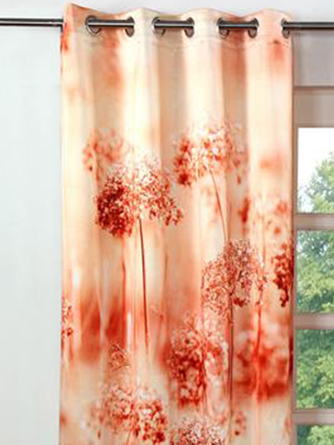 

Lushomes Peach-Coloured & Orange Digitally Printed Long Door Curtain